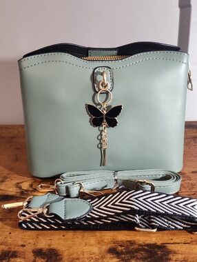 Mint Green Crossbody Bag with Butterfly Charm Firm Price Is $27
